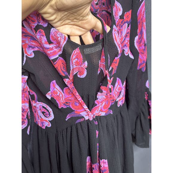 Intimately Free People Womens Floral Symphony Bell Sleeve Slip Tunic Dress XS/TP - Picture 10 of 11